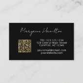 Carte De Visite Code QR monogramme noir or (Dos)
