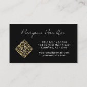 Carte De Visite Code QR monogramme noir or (Dos)