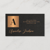 Carte De Visite Code QR monogramme or noir luxe élégant (Dos)