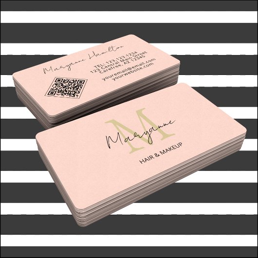 Carte De Visite Code QR Monogramme pêche