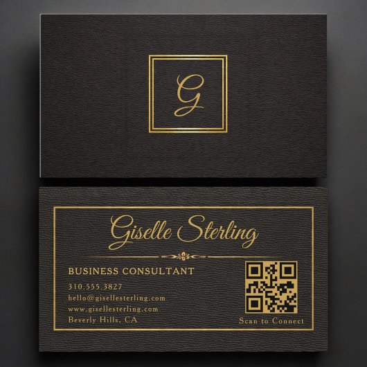 Carte De Visite Code QR monogrammé pour consultant en entreprise