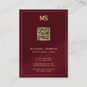 Carte De Visite Code QR Monogramme Professionnel UV Mat (Dos)