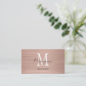 Carte De Visite Code QR Monogramme Rose Gold (Debout devant)