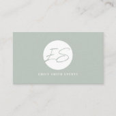 Carte De Visite Code QR monogramme sage féminin moderne (Devant)