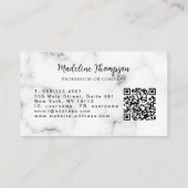 Carte De Visite Code QR Monogramme Script Féminin Or Marbre Modern (Dos)