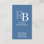 Carte De Visite Code QR Monogramme Simple Bleu | Entrez en Contact (Devant)