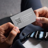 Carte De Visite Code QR Monogramme Simple Noir | Entrez en contact