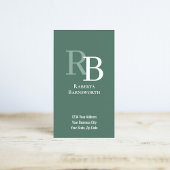 Carte De Visite Code QR Monogramme Simple Vert | Entrez en Contact