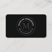 Carte De Visite Code QR Monogramme Tampon Noir Simple Moderne 2 (Devant)