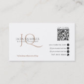 Carte De Visite Code QR Monogramme Thérapeute de Massage Minimalis (Dos)
