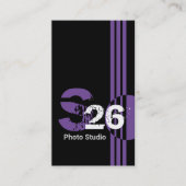 Carte De Visite Code QR monogramme violet abstrait géométrique (Devant)