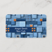 Carte De Visite Code QR Mosaïque Bleue Moderne (Devant)