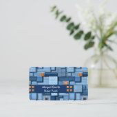 Carte De Visite Code QR Mosaïque Bleue Moderne (Debout devant)