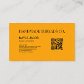 Carte De Visite Code QR Motif de chèque rouge orange gras pour art (Dos)