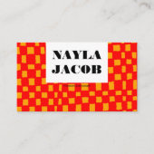 Carte De Visite Code QR Motif de tableau rouge orange fait main (Devant)