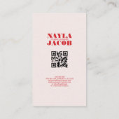 Carte De Visite Code QR Motif de tableau rouge rose fait main (Dos)