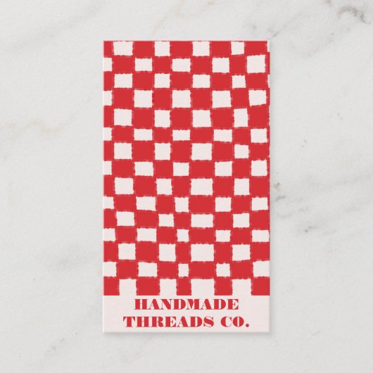 Carte De Visite Code QR Motif de tableau rouge rose fait main (Devant)