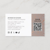 Carte De Visite Code QR Motif élégant Rose Gold Leaf Tree (Dos)