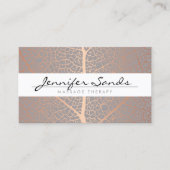 Carte De Visite Code QR Motif élégant Rose Gold Leaf Tree (Devant)
