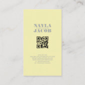 Carte De Visite Code QR Motif jaune pâle (Dos)
