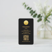 Carte De Visite Code QR motif léopard Glam Luxe Moderne Noir (Debout devant)