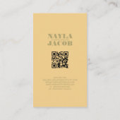 Carte De Visite Code QR Motif Pale Jaune À damiers moderne (Dos)