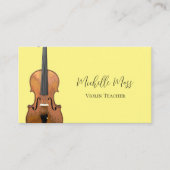 Carte De Visite Code QR musical Violon Enseignant Bright Jaune (Devant)