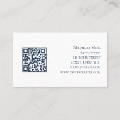 Carte De Visite Code QR musical Violon Enseignant Marine Bleu (Dos)