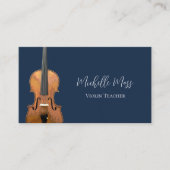 Carte De Visite Code QR musical Violon Enseignant Marine Bleu (Devant)
