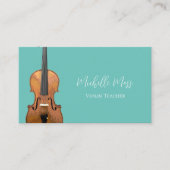Carte De Visite Code QR musical Violon Enseignant Turquoise Vert (Devant)