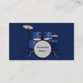 Carte De Visite Code QR Musicien Professionnel Batteur Bleu (Devant)