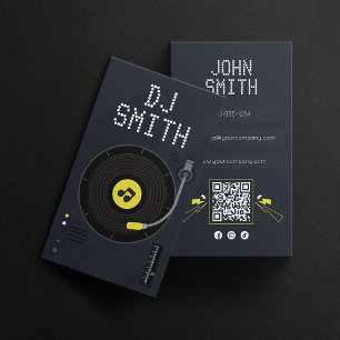 Carte De Visite Code QR Musique DJ Chanteur DJs Vinyle Deejay Mode