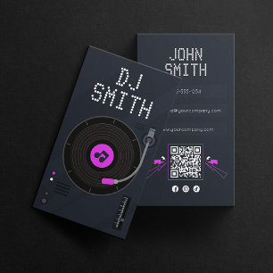 Carte De Visite Code QR Musique DJ Chanteur DJs Vinyle Deejay Mode