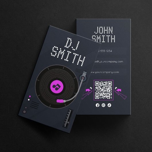 Carte De Visite Code QR Musique DJ Chanteur DJs Vinyle Deejay Mode