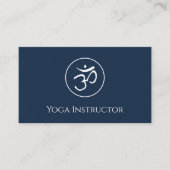Carte De Visite Code QR Navy Blue Yoga Instructeur Om Symbole (Devant)