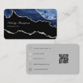 Carte De Visite Code QR Navy et Agate Précieuse (Devant / Derrière)