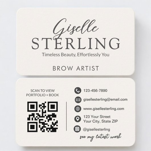 Carte De Visite Code QR neutre pour artiste de sourcils