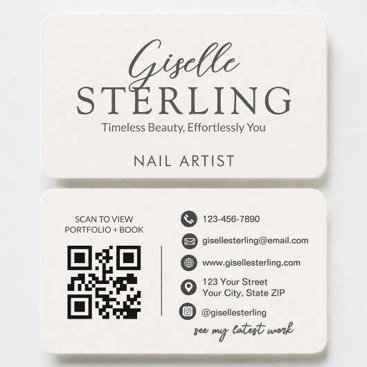 Carte De Visite Code QR Neutre pour Artiste Ongulaire
