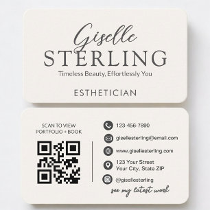 Carte De Visite Code QR neutre pour esthéticien