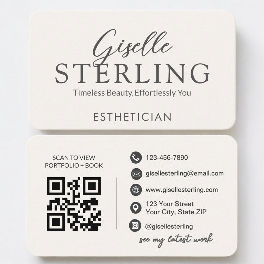 Carte De Visite Code QR neutre pour esthéticien