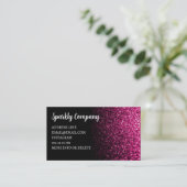 Carte De Visite Code QR noir à paillettes rose vif faux (Debout devant)