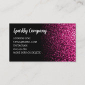 Carte De Visite Code QR noir à paillettes rose vif faux (Devant)