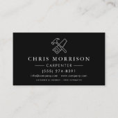 Carte De Visite Code QR noir argenté Construction Charpentier (Devant)