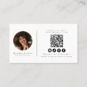 Carte De Visite Code QR noir/blanc moderne Photo professionnelle (Dos)