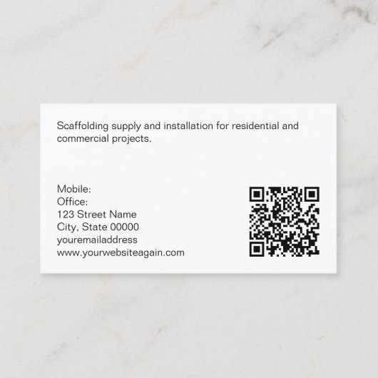 Carte De Visite Code QR noir blanc orange (Dos)