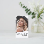 Carte De Visite Code QR Noir Blanc Photo Maquillage Vertical (Debout devant)