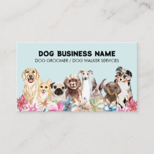 Carte De Visite Code QR Noir Bleu Toilettage de chien