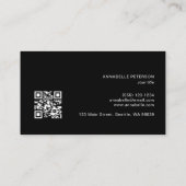 Carte De Visite Code QR noir chic professionnel avec écriture mini (Dos)