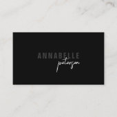 Carte De Visite Code QR noir chic professionnel avec écriture mini (Devant)