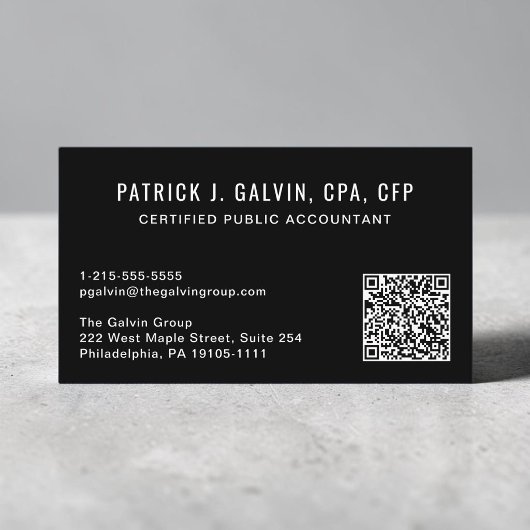 Carte De Visite Code QR noir comptable CPA